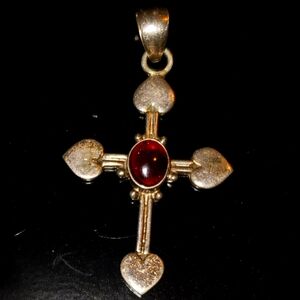 Garnet cross pendant